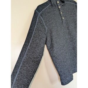 Van Heusen Flex Pullover Large Blue Heather Henley Mock Neck Long Sleeve